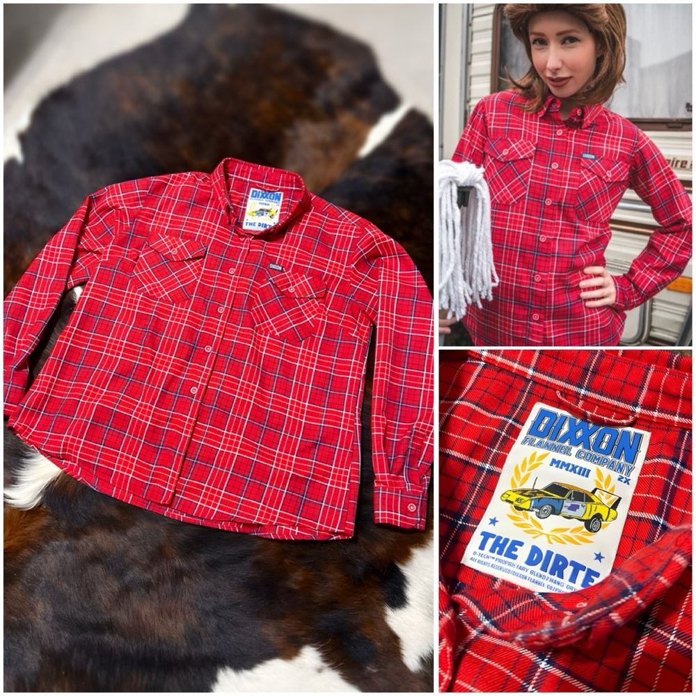 DIXXON Red Plaid Women's Button Down Shirt EUC
